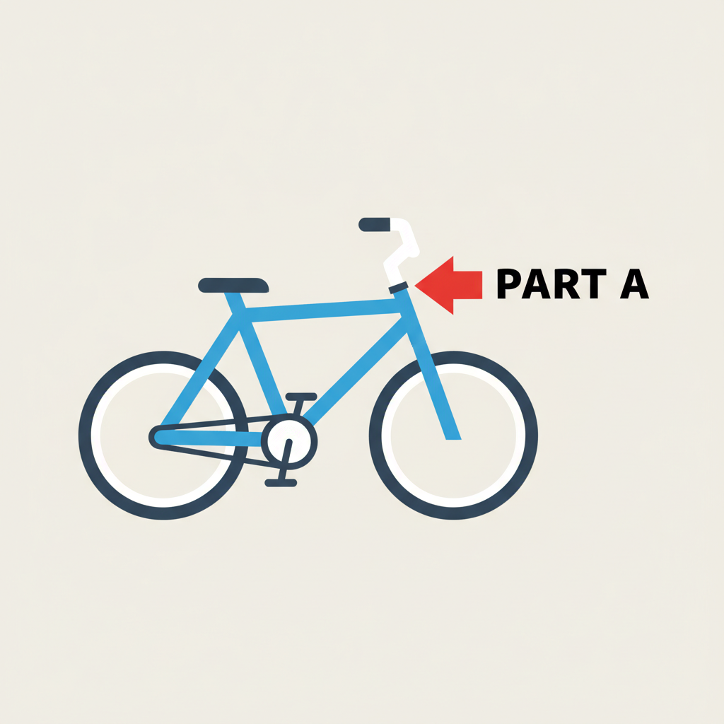 A line drawing of a bicycle with a label arrow pointing to 'part A', which is located at the handlebar/frame area of the bicycle.